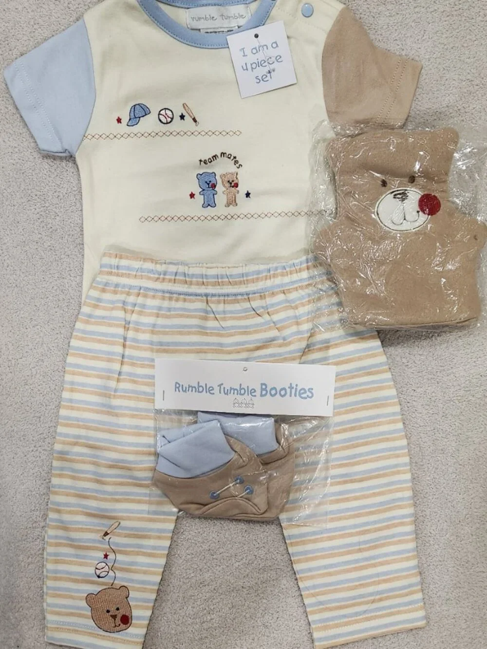Rumble Tumble - Baby Boys' Teddy Bear Pant Set w/Puppet